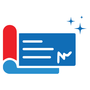 Unlimited personalized cheques leave icon