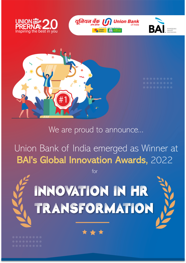 Bank has received the prestigious award for Innovation in HR Transformation for Union Prerna from BAI